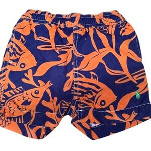 Polo Ralph Lauren Kids‎ Swim Trunks Boys/Girls Fish Print Size 12M Elastic Waist